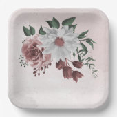 ピンクシナモンバラホワイトフローラ結婚ズ ペーパープレート (正面)