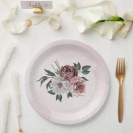 ピンクシナモンバラホワイトフローラ結婚ズ ペーパープレート