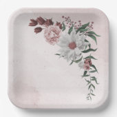 ピンクシナモンバラホワイトフローラ結婚ズ ペーパープレート (正面)