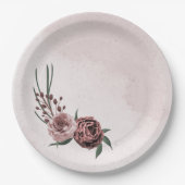 ピンクシナモンバラホワイトフローラ結婚ズ ペーパープレート (正面)
