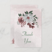 ピンクシナモンバラ白フローラ サンキューカード (正面/裏面)