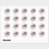 ピンクシナモンバラ白フローラ ラウンドシール (シート)