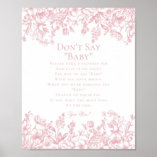 ピンクシノワズリーデザイン Don't Say Baby ショーゲーム ポスター (正面)