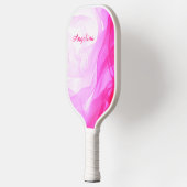 ピンクシフォン抽象芸術エレガントシック名前をカスタムする ピックルボールラケット (左)