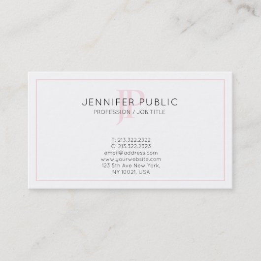 ピンクシモノグラムのッミニマルクプレーントレンディー 名刺 (正面)