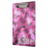 ピンクシャイニーエレガントヒョウシックパーソナライズされたグラム クリップボード (左)