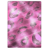 ピンクシャイニーエレガントヒョウシックパーソナライズされたグラム クリップボード (裏面)