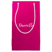 ピンクシャイニーフェイクメタル名前をカスタムする スモールペーパーバッグ (正面)
