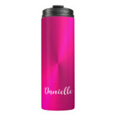 ピンクシャイニーフェイクメタル名前をカスタムする タンブラー (正面)