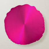 ピンクシャイニーフェイクメタル名前をカスタムする ラウンドクッション (裏面)