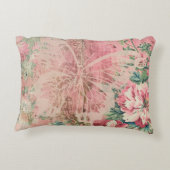 ピンクシャビーコテージ蝶 アクセントクッション (裏面)