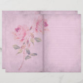 ピンクシャビーシックバラ裏地スクラップブック紙 (正面/裏面)