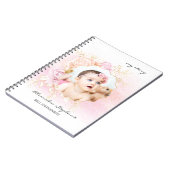 ピンクシャビーシックパーソナライズされたベビーガール ノートブック (左側)