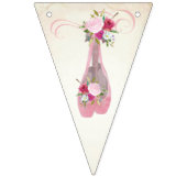 ピンクシャビーシックフローラバレエのスリッパ バンティングフラッグ (第3の旗)