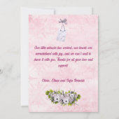 ピンクシャビースタイルベビーフラットアナウンスメントカード 案内状 (裏面)