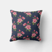 ピンクシャビーバラオンネイビーブルー装飾用クッション クッション (裏面)