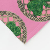 ピンクシャムロックオンケルト結び目模様フリースブランケット フリースブランケット (角)