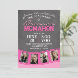 ピンクシャルボードフィルムストリップ5写真卒業 招待状