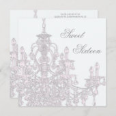 ピンクシャンデリアスウィート16バースデーパーティー 招待状 (正面/裏面)