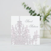 ピンクシャンデリアスウィート16バースデーパーティー 招待状 (スタンド正面)