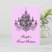 ピンクシャンデリアスウィート16パーティー 招待状 (スタンド正面)