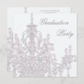 ピンクシャンデリア卒業パーティー招待状 招待状 (正面/裏面)