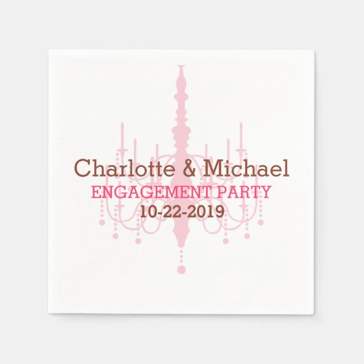 ピンクシャンデリア婚約パーティナプキンス スタンダードカクテルナプキン (正面)