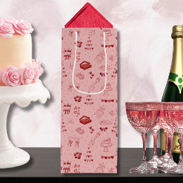 ピンクシャンパワータワー Galentine ドゥードル柄 ワインギフトバッグ