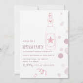 ピンクシャンパンアンド紙吹雪大人誕生日招待状 招待状 (正面)