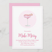 ピンクシャンパンキャンディカンホリデーパーティー 招待状 (正面/裏面)