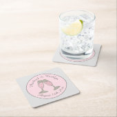 ピンクシャンパングラスブライダルシャワー結婚ズ スクエアペーパーコースター (インサイチュ)