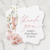 ピンクシャンパングラスモダンブライダルブランチ フェイバータグ (正面)