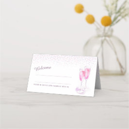 ピンクシャンパングラス結婚ズのゲスト座席表 プレイスカード