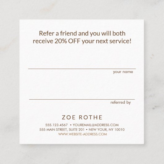 ピンクシャンパングリッターサロン顧客紹介 紹介カード (裏面)