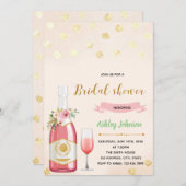 ピンクシャンパンシャワーテーマパーティーの招待 招待状 (正面/裏面)