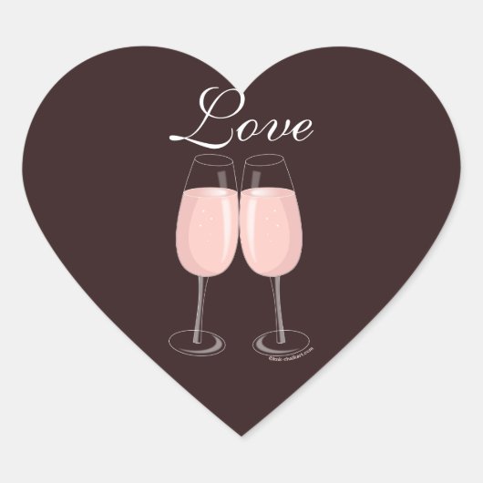 ピンクシャンパンステッカー ハートシール (正面)