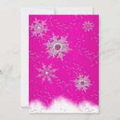 ピンクシャンパンスノーフレーククリスマスホリデーパーティー 招待状 (裏面)