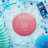 ピンクシャンパンスパークルカスタムバブル紙プレート ペーパープレート (パーティー)