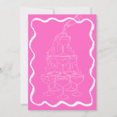 ピンクシャンパンタワーハンドドローバチェロレッテ 招待状 (裏面)