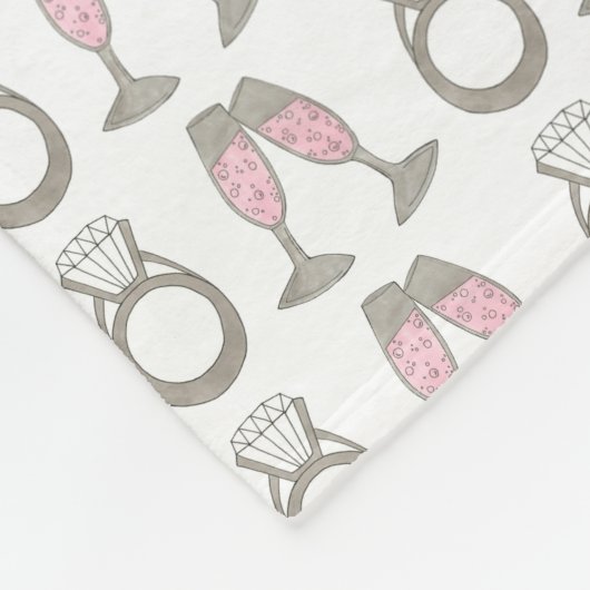 ピンクシャンパントーストダイヤモンドリングや輪結婚ズブライド フリースブランケット (角)