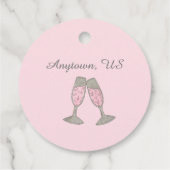 ピンクシャンパントースト応援結婚ズブライダルシャワー フェイバータグ (裏面)