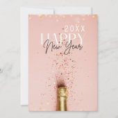 ピンクシャンパンハッピーニューイヤーグリーティング シーズンカード (正面)