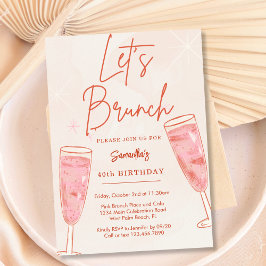 ピンクシャンパンバブリーレッツブランチ任意のイベントパーティー 招待状