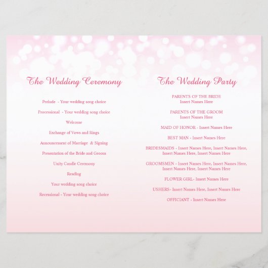 ピンクシャンパンバブルウェディングプログラム (裏面)