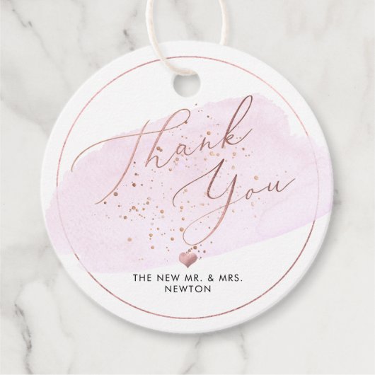 ピンクシャンパンバブル水彩ありがとう フェイバータグ (正面)