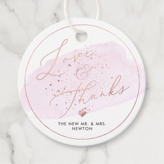 ピンクシャンパンバブル水彩ありがとう フェイバータグ (正面)