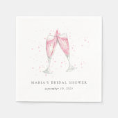 ピンクシャンパンパーソナライズされたブライダルシャワー スタンダードカクテルナプキン (正面)