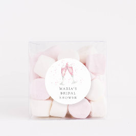 ピンクシャンパンパーソナライズされたブライダルシャワー ラウンドシール