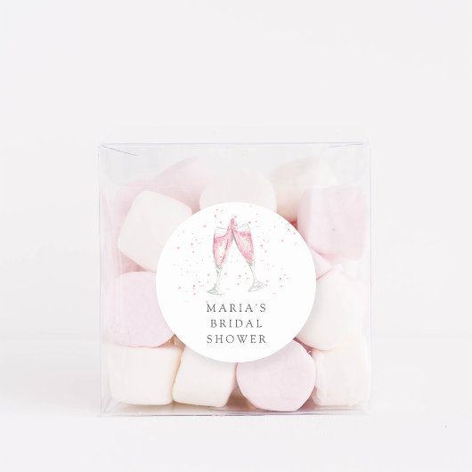 ピンクシャンパンパーソナライズされたブライダルシャワー ラウンドシール