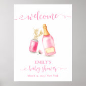 ピンクシャンパンビールガールベビーシャワーウェルカム ポスター (正面)